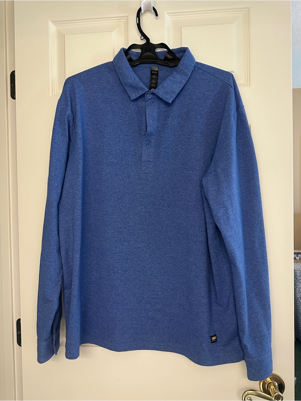 Long Sleeve Polo Shirt in Heather Blue